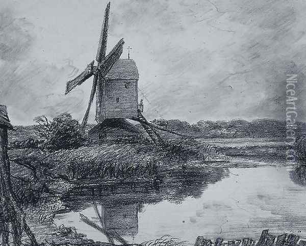A mill on the banks of the River Stour Oil Painting - John Constable