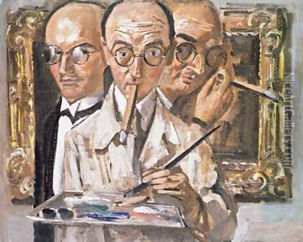 Three-Faced Self Portrait Oil Painting - Karl Leyhausen