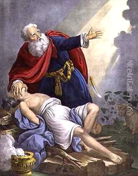 Abraham Offering Up his Son Isaac Oil Painting - Siegfried Detler Bendixen