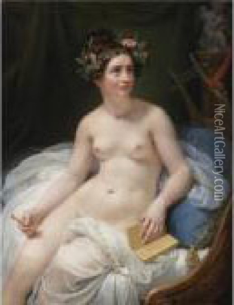 The Poetess Sappho Oil Painting - Jacques Louis David