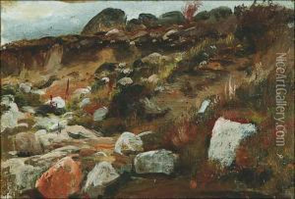 Rocky Slope Oil Painting - Berndt Adolf Lindholm