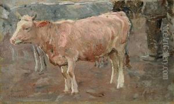 Mucche Con Contadino Oil Painting - Ruggero Panerai