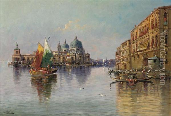 Gondolas And Trading Vessels At The Entrance Of The Grandcanal Oil Painting - Karl Kaufmann