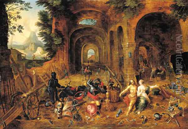 An Allegory of Fire Venus at the Forge of Vulcan Oil Painting - Frans II Francken