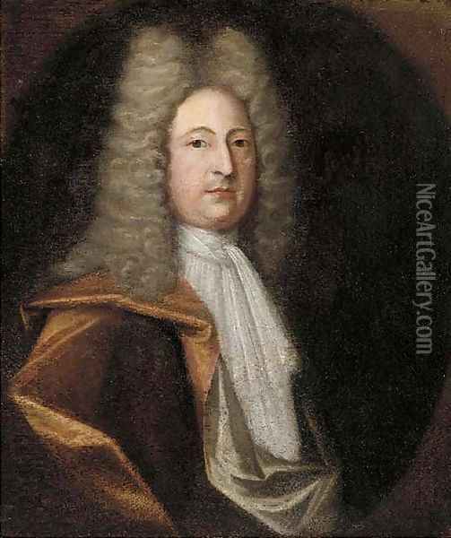 Portrait of a gentleman, traditionally identified as Joseph Addison (1672-1719) Oil Painting - English School