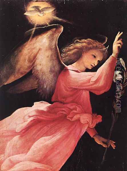 Angel Annunciating Oil Painting - Lorenzo Lotto