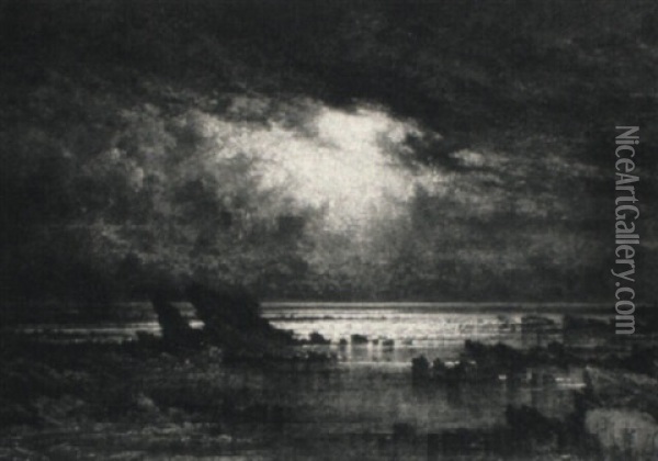 Mondnacht Am Meer Oil Painting - Albert Goodwin