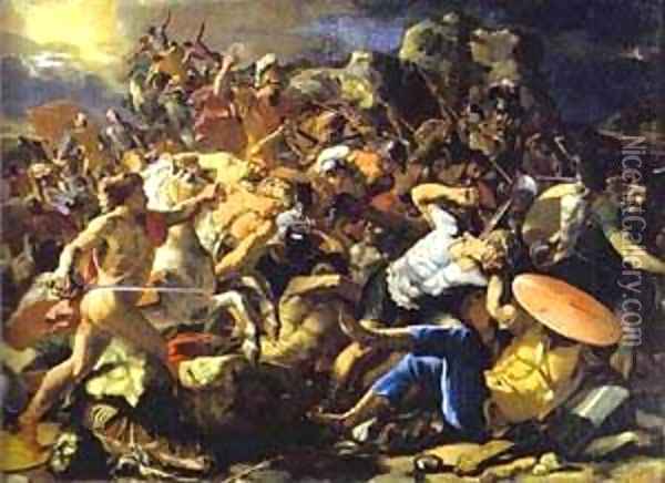 The Victory Of Joshua Over Amorites 1624-1626 Oil Painting - Nicolas Poussin