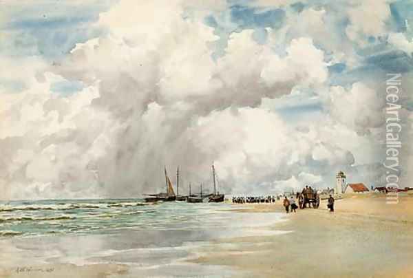 On the Dutch coast Oil Painting - Augustus Watford Weedon