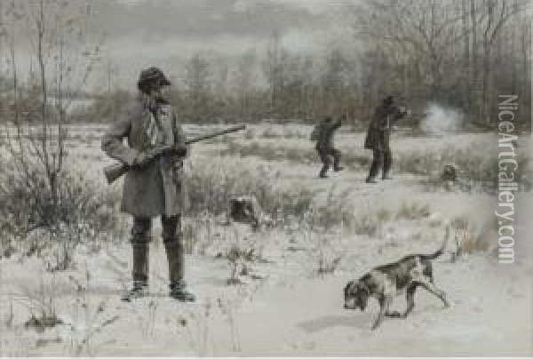 Rabbit Hunting Oil Painting - Arthur Burdett (Sr.) Frost