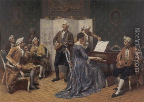 Concerto In Famiglia Oil Painting - Henri Kokken