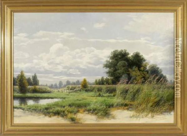 Sommerliche Auenlandschaft Oil Painting - Wilhelm Schutze