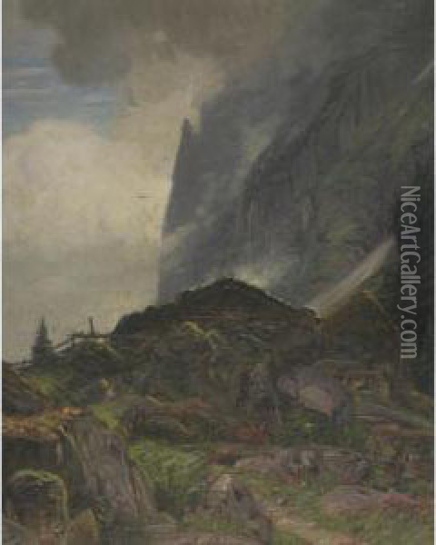 Landscape In The Bernese Alps Oil Painting - Albert H. Gos