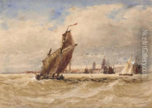 Shipping Off Calais Oil Painting - Thomas Bush Hardy