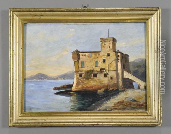 Il Castello Di Rapallo Oil Painting - Pasquale Domenico Cambiaso