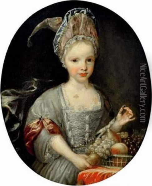 Portrait De Jeune Fille Oil Painting - Guillaume Le Marchand