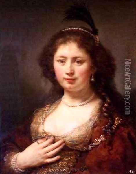 Lady with a Plume Oil Painting - Rembrandt Van Rijn