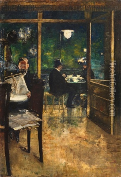Im Cafe Bauer, Berlin Oil Painting - Lesser Ury