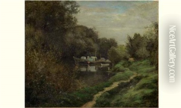 Ancien Parc De Neuilly-sur-seine (2 Works) Oil Painting - Theophile-Narcisse Chauvel