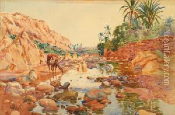 Oued Bou Saada Oil Painting - Alphonse Birck