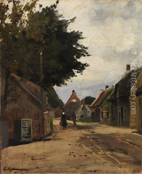 Sommerliche Dorfstrase Oil Painting - Friedrich Kallmorgen