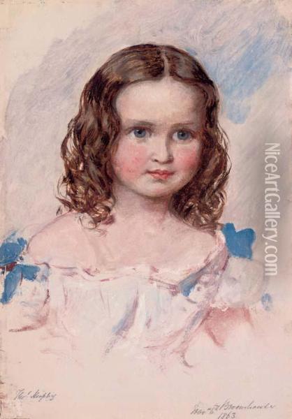 Portrait Of A Young Girl Oil Painting - Thomas Frank Heaphy