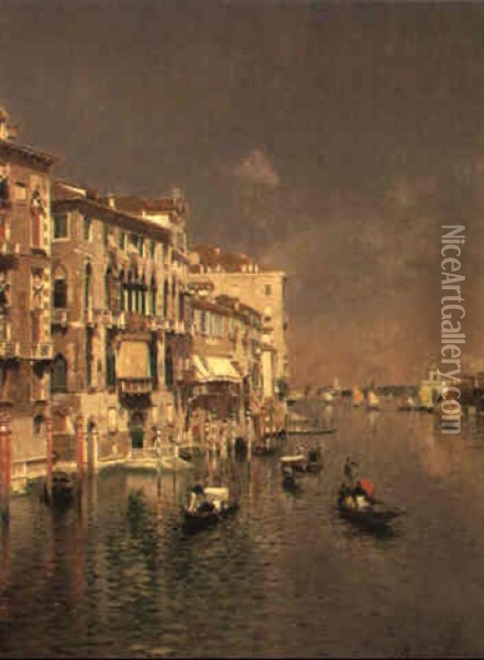 Venetian Canal Afternoon Oil Painting - Rubens Santoro