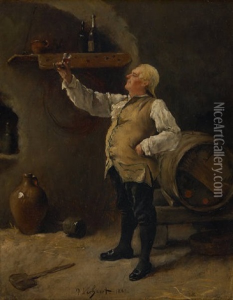 L'amateur De Vin Oil Painting - Pieter J. Verhaert