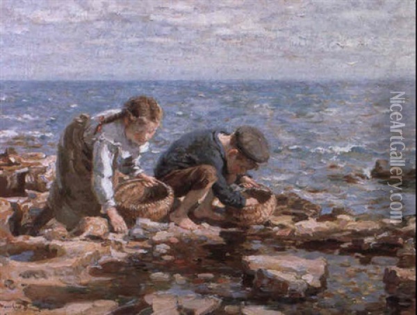Gathering Shellfish Oil Painting - William Marshall Brown
