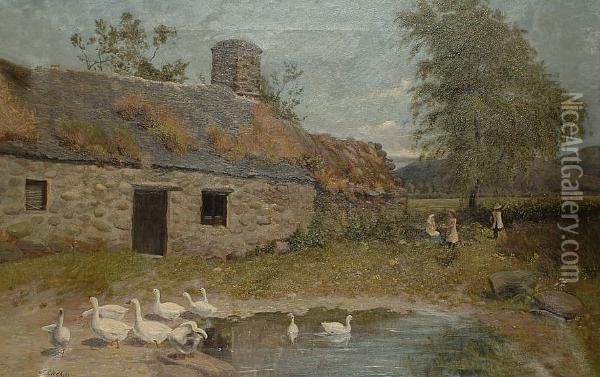 An Old Cottage, Llanbear Oil Painting - James Gledhill