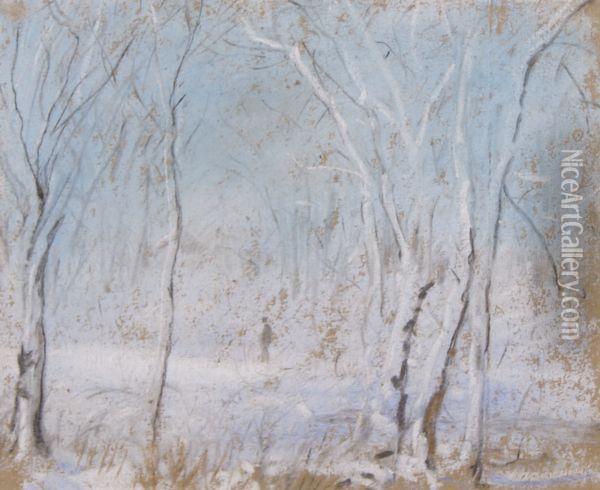 Winter Walk Oil Painting - Alber Krehbiel