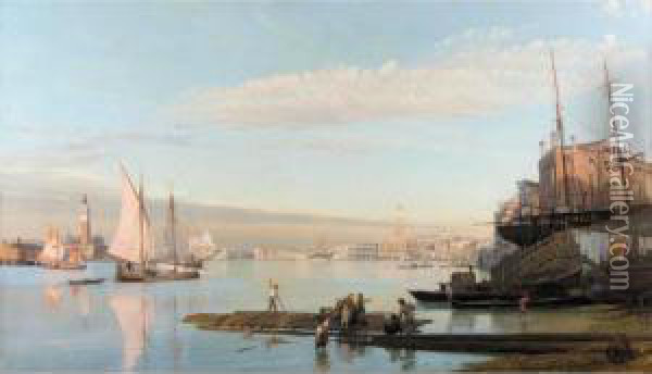 The Approach To The Grand Canal, Venice Oil Painting - August Andreas Jerndorff