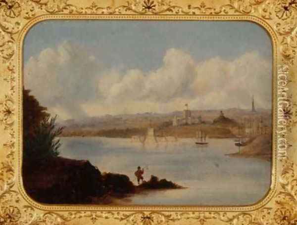 Government House and Pinch Gut Island, Sydney Harbour Oil Painting - George Edward Peacock