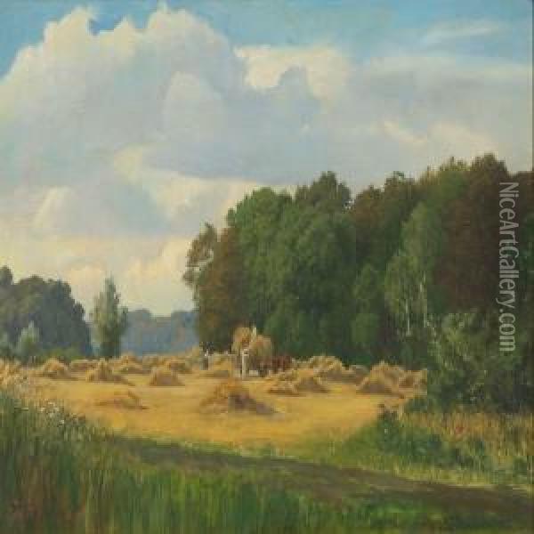 Harvest Scenery Oil Painting - Viggo Christian Frederick Pedersen
