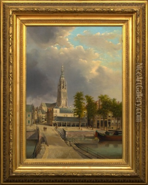 A View Of The Church Of Our Lady, Breda, Netherlands Oil Painting - Reinhardt Willem Kleijn