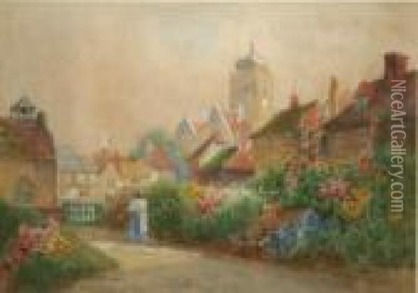 Village Scene Oil Painting - Rose Barton