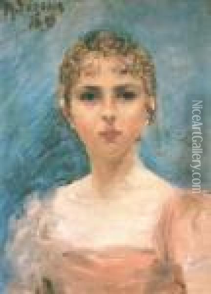 Portret Dziewczynki Oil Painting - Maurycy Trebacz