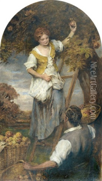 Die Apfelernte Oil Painting - Karl Stauffer-Bern