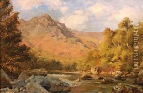 The Derwent River Oil Painting - William J. Medcalf