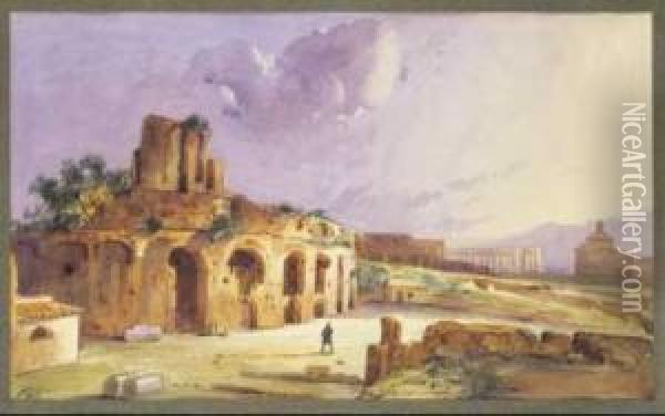 Le Terme Di Caracalla Oil Painting - Ippolito Caffi