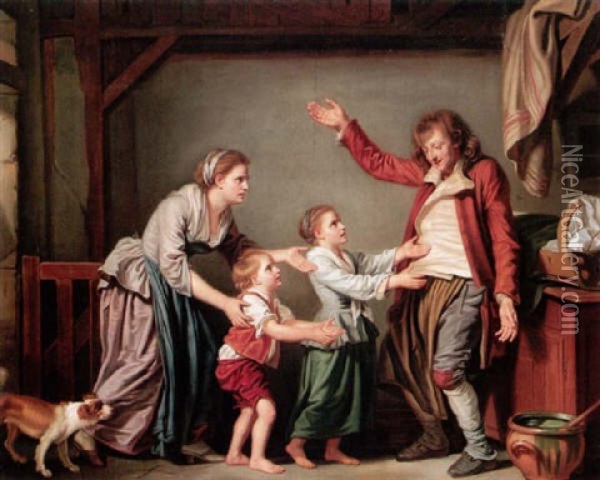 L'ivrogne Chez Lui Oil Painting - Jean Baptiste Greuze