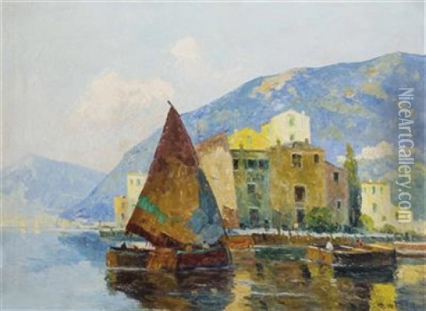 Sommertag Am Gardasee Oil Painting - Rudolf Weber