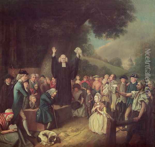 George Whitefield preaching Oil Painting - John Collet