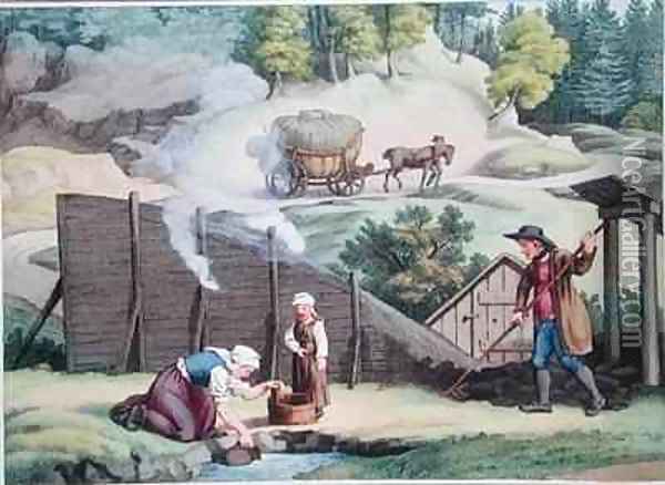 Making charcoal in Austria Oil Painting - Gauermann, Jakob
