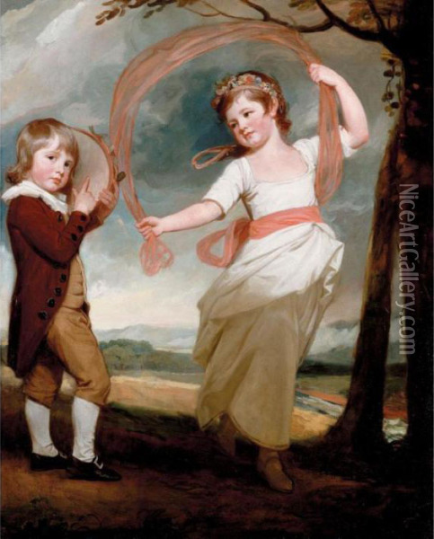 The Cornewall Children Oil Painting - George Romney