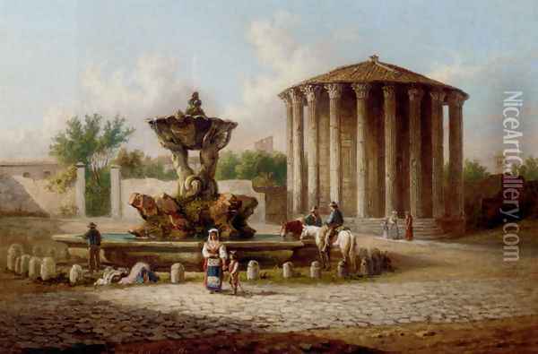 The Temple Of Vesta, Rome Oil Painting - Johann Zahnd