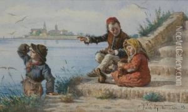 Fanciulli A Venezia Oil Painting - Silvius Paoletti