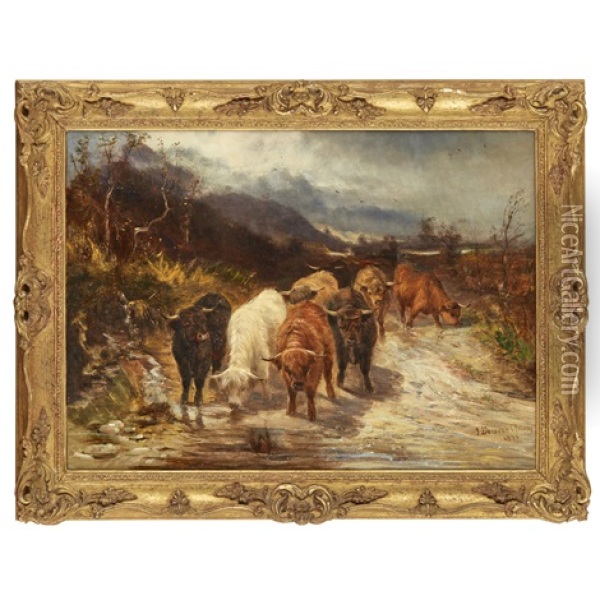 Cattle Oil Painting - Joseph Denovan Adam