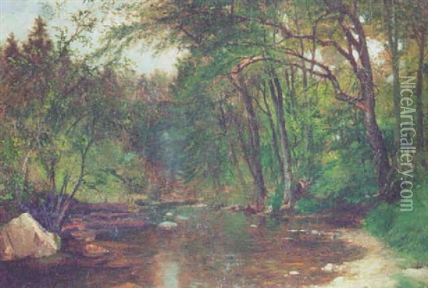 Wooded Stream Oil Painting - Samuel Lancaster Gerry