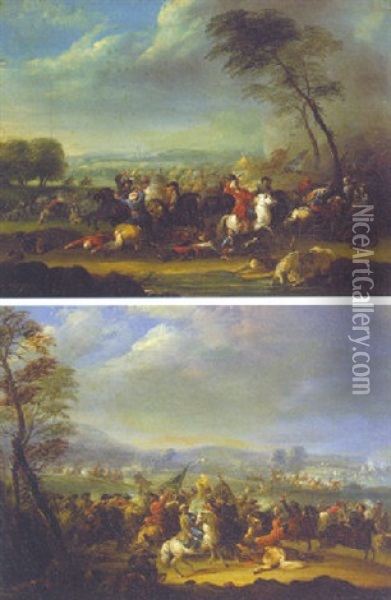 Cavalry Skirmish Between Turks And Christians Oil Painting - Karel Breydel